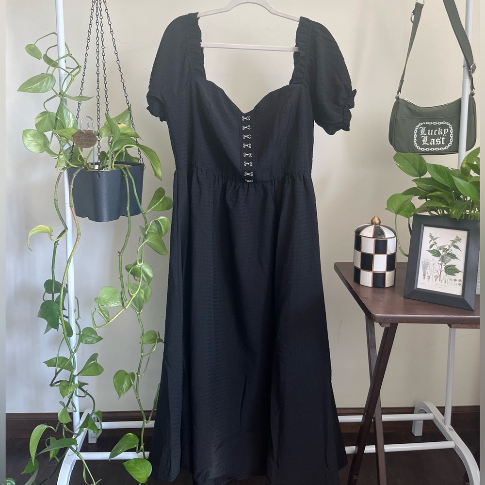 Disturbia Mortem Midi Dress Puff Sleeves